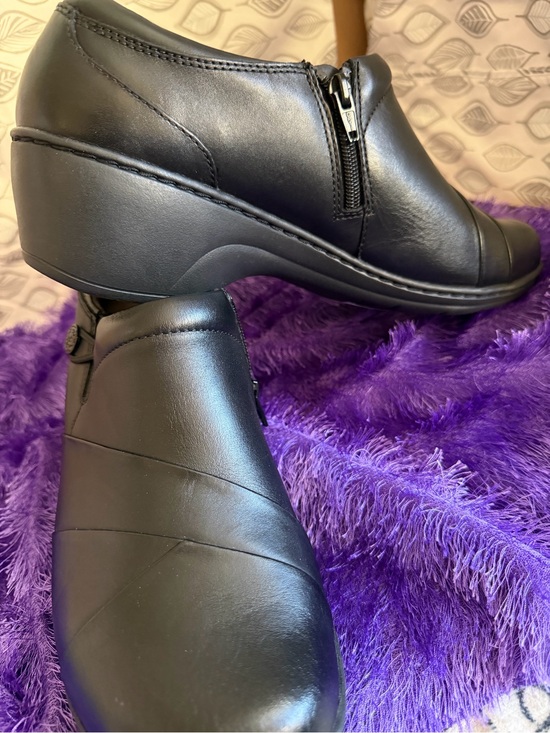 Clarks Shoes - Clarks Black Leather Low Healed Boots